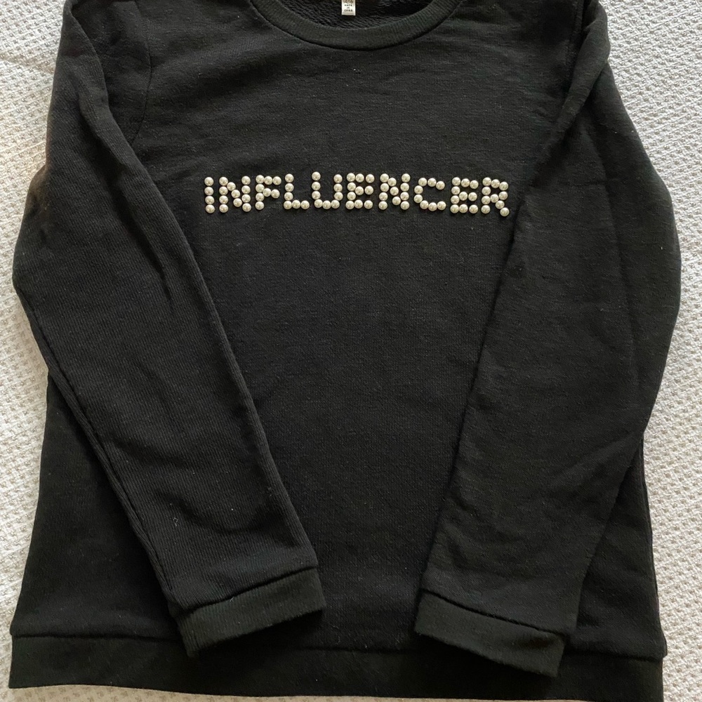 Milly Mini Influencer Sweater Black w/faux pearl beads.  Girls Size 14/16